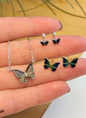 未晚925纯银女会变色的蝴蝶项链