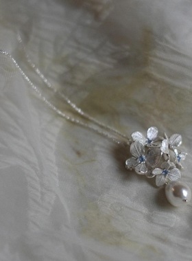 未晚纯银无尽夏花簇绣球花项链