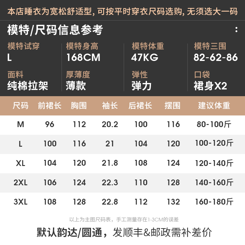 【凉感棉】睡裙女夏季薄款纯棉短袖半袖夏天睡衣大码家居服连衣裙