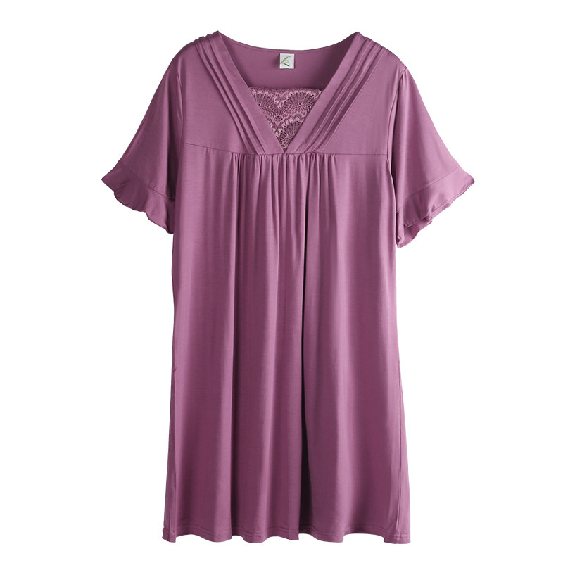 睡裙夏季短袖莫代尔宽松睡衣裙子 轩靓睡裙