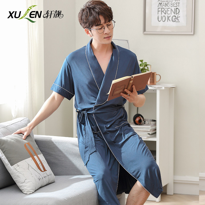 夏季莫代尔短袖日式中长款和服睡袍 轩靓睡袍/浴袍