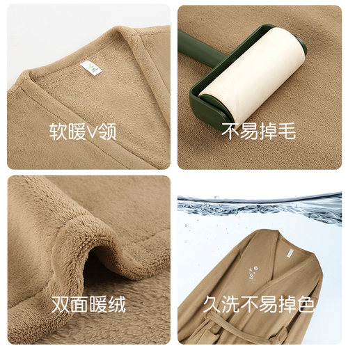 轩靓【抗静电】法兰绒睡袍男士秋冬季加绒加厚保暖珊瑚绒睡衣浴袍 - 图1