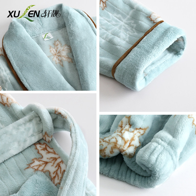 秋冬季冬天法兰绒清新珊瑚绒睡衣 轩靓睡衣/家居服套装