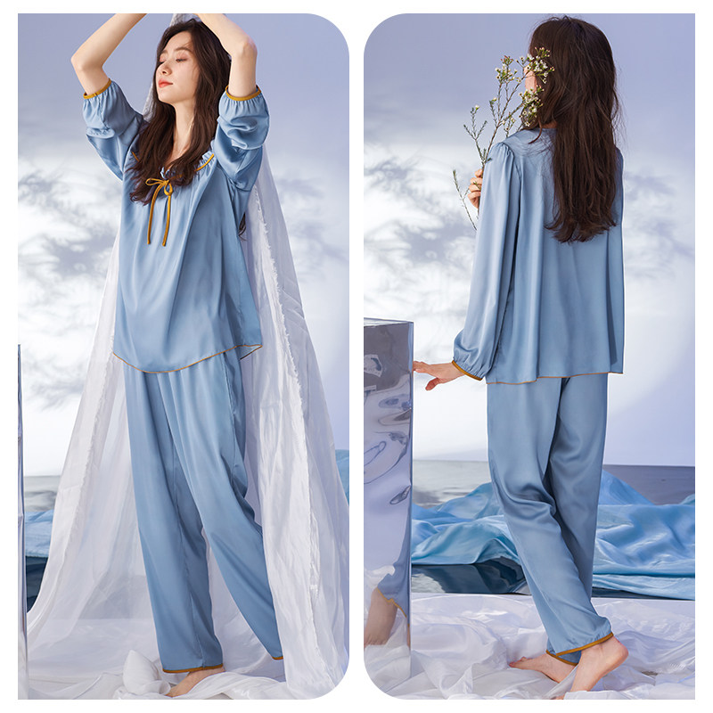冰丝女春长袖仿真丝绸高级感睡衣 轩靓睡衣/家居服套装