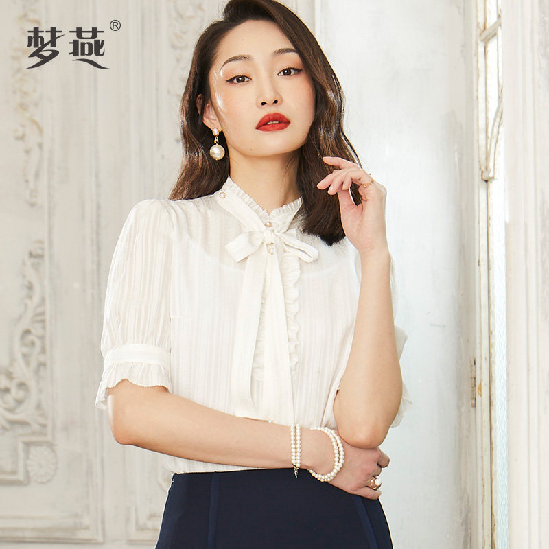 梦燕2020夏季新款真丝衬衫 梦燕蕾丝衫/雪纺衫