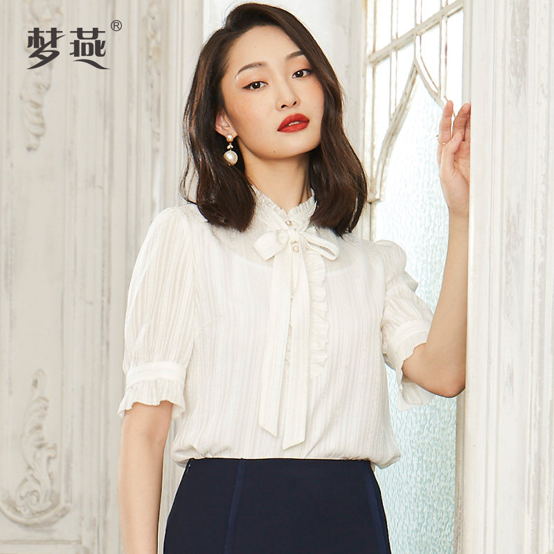 梦燕2020夏季新款真丝衬衫 梦燕蕾丝衫/雪纺衫