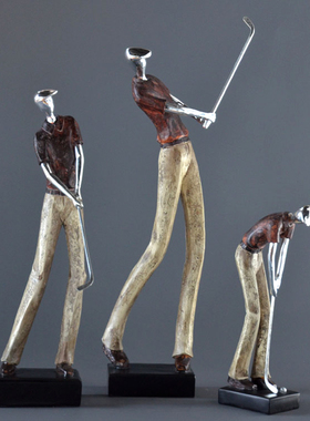 高尔夫球运动风人物书柜工艺品