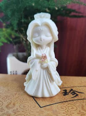 象牙果雕刻四大美女手把件