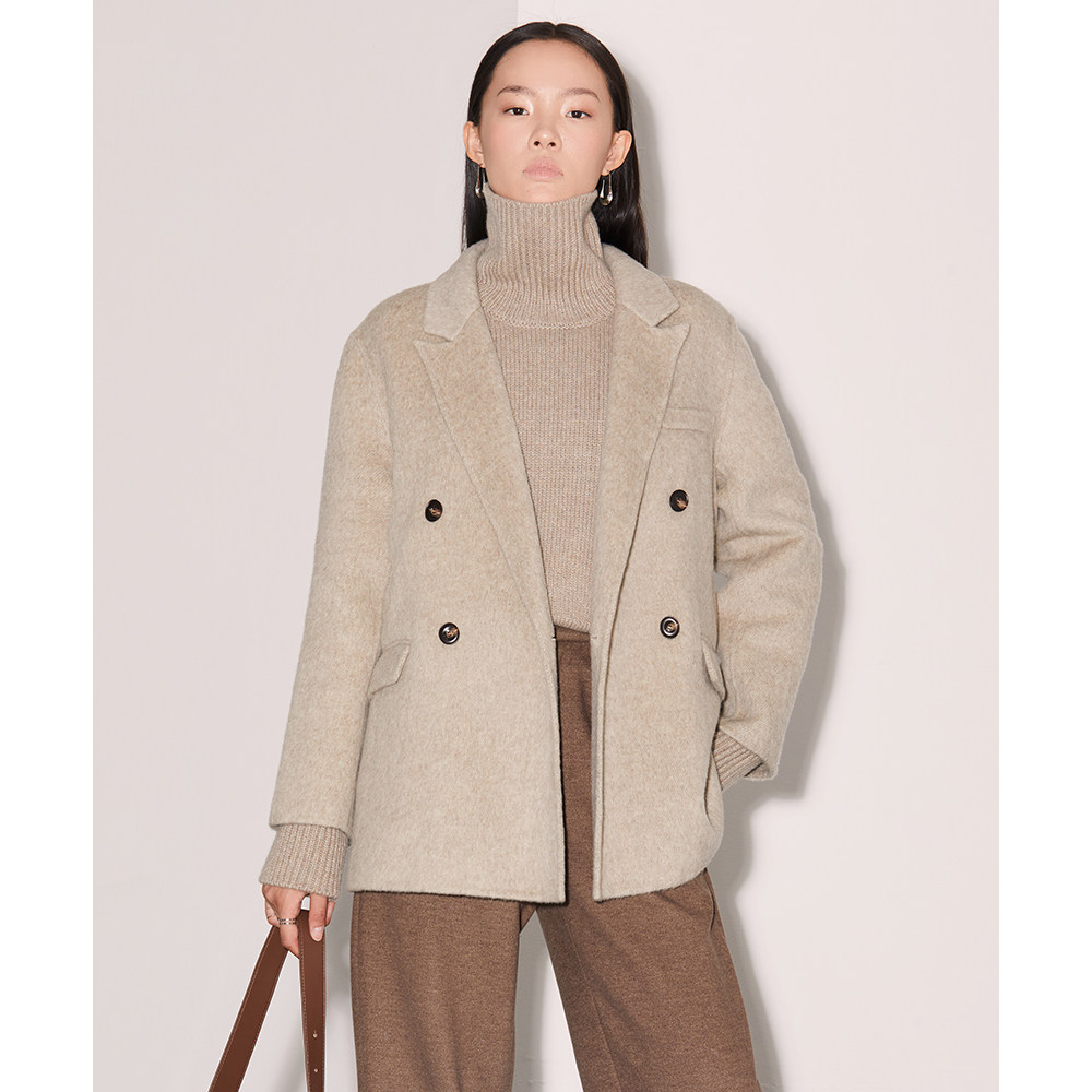 索维格双面呢冬季新款混纺羊毛大衣 索维格毛呢外套