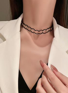 韩国轻奢小众设计Y型项链2025年新款女网红锁骨链项圈编织脖颈链