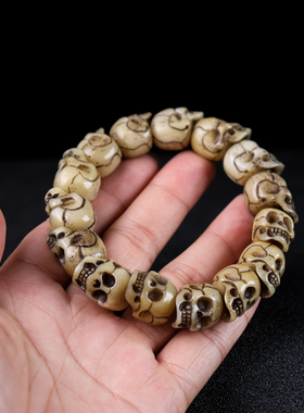 藏式骆驼骨雕刻骷髅头民族风