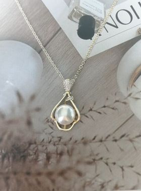 14K包金钱袋天然淡水珍珠项链