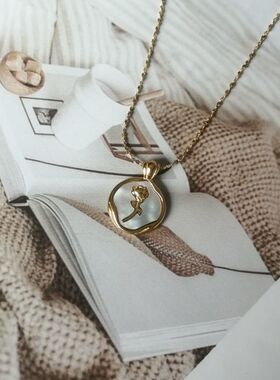 法式复古宫廷玫瑰项链钛钢18K金保色满天星锁骨链浪漫风百搭吊坠