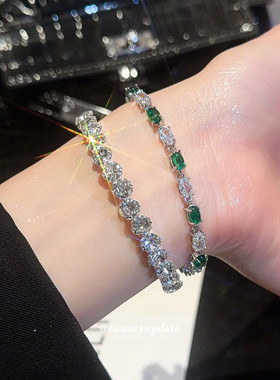 韩系ins锆石椭圆形卡扣手链简约