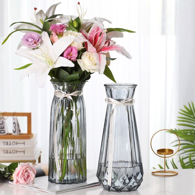 【二件套】特大号玻璃花瓶透明水培富贵竹百合鲜花插花瓶客厅摆件,淘宝优惠券,粉丝福利购,淘宝优惠卷
