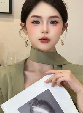 法式复古高级感线条流苏几何水晶耳环女小众设计感耳挂显脸瘦耳饰