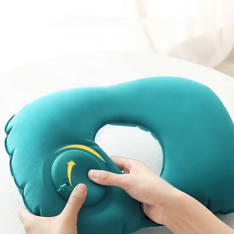 U-Shape Travel Pillow Air Inflatable Pillows Fding Press-图0