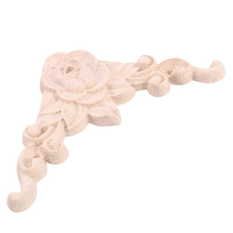 10PCS Floral Wood Carved Decal Corner Applique Decorate Fram-图1