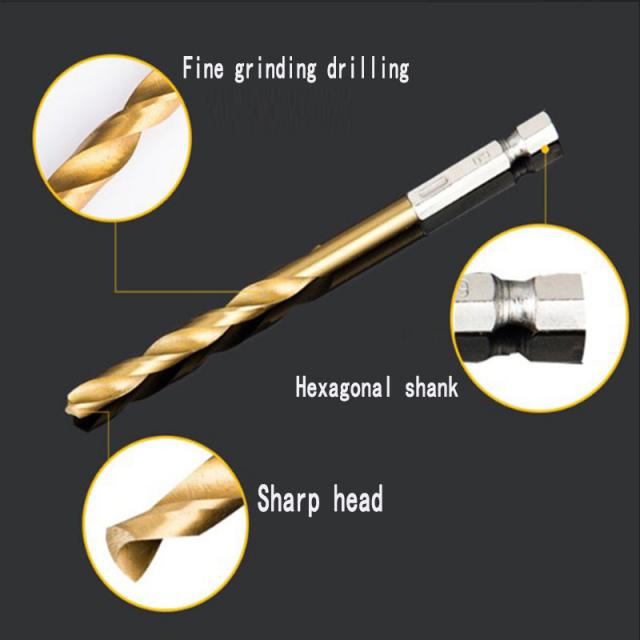 Hexagonal handle twist drill bit plated with titanium 6.35 h - 图2