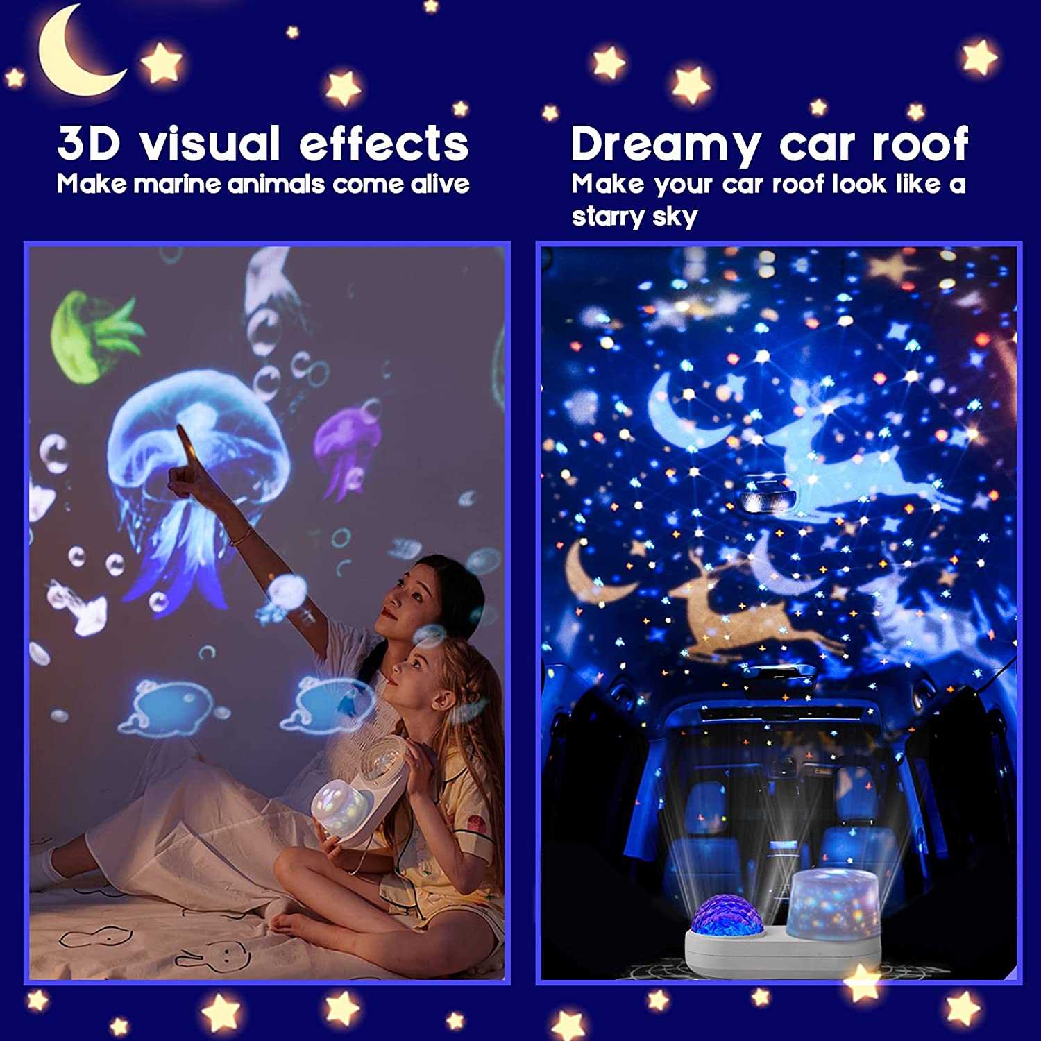 3D Galaxy Ocean Projector Night Light for Kids 12Pcs Theme F - 图0