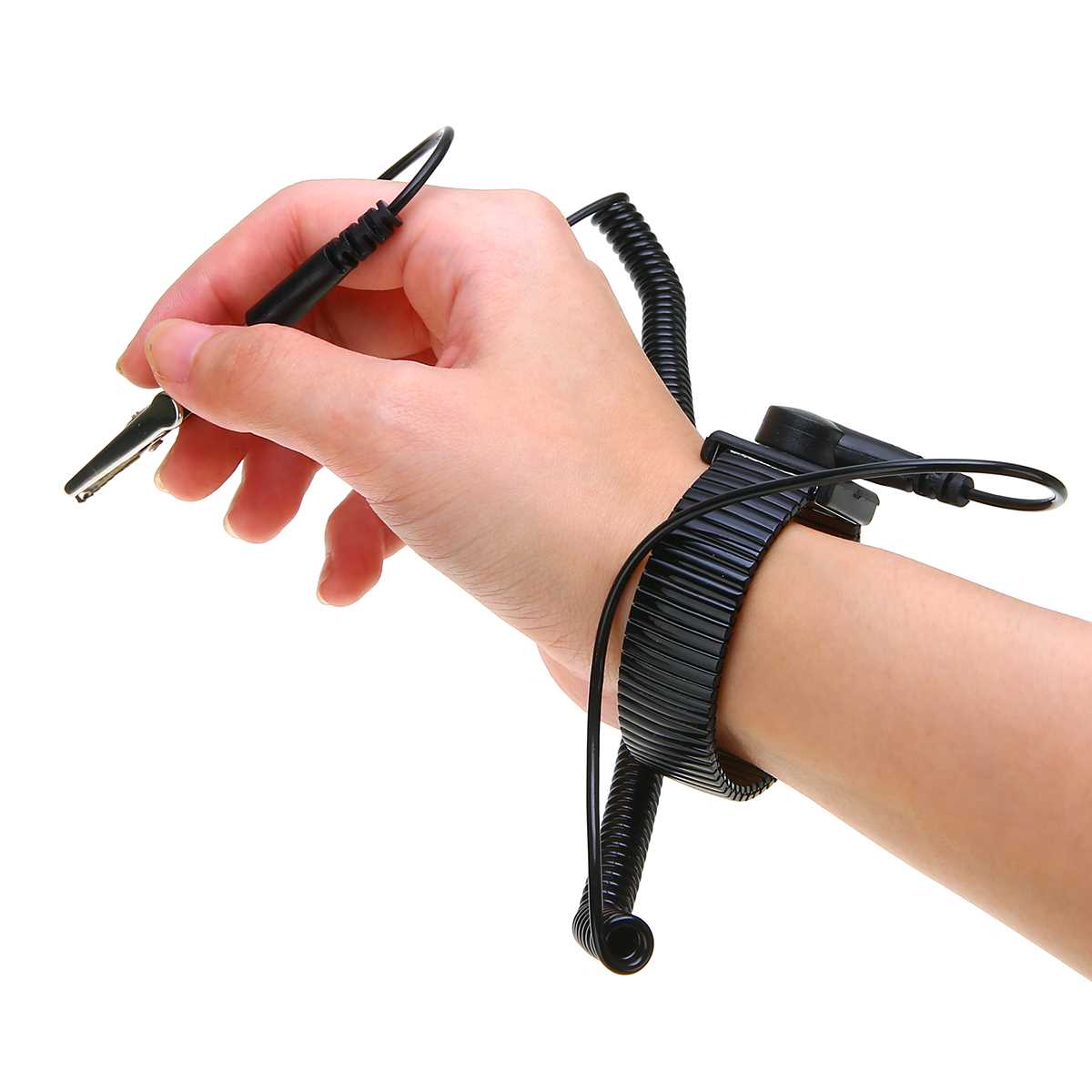 Black Anti Static Metal Bracelet Grounding Wire Wrist Strap - 图0