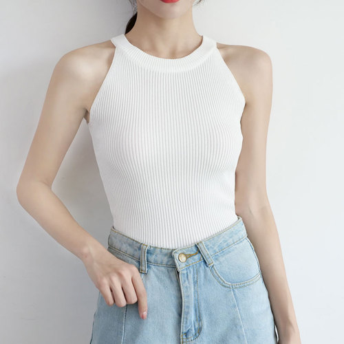 ITOOLIN New 2022 Summer Women's Tank Top Knit Off Shoulder S_慢享网