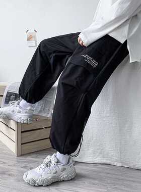 Black Cargo Pants Men‘s Hip Hop Streetwear Fashion Jog