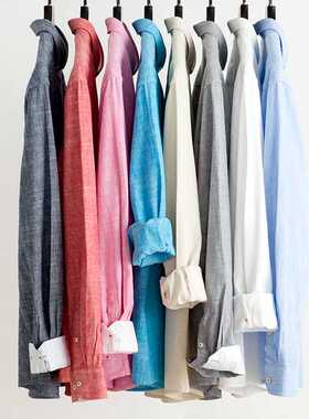 Men's Standard-fit Long-Sleeve Linen Cotton Shirts S