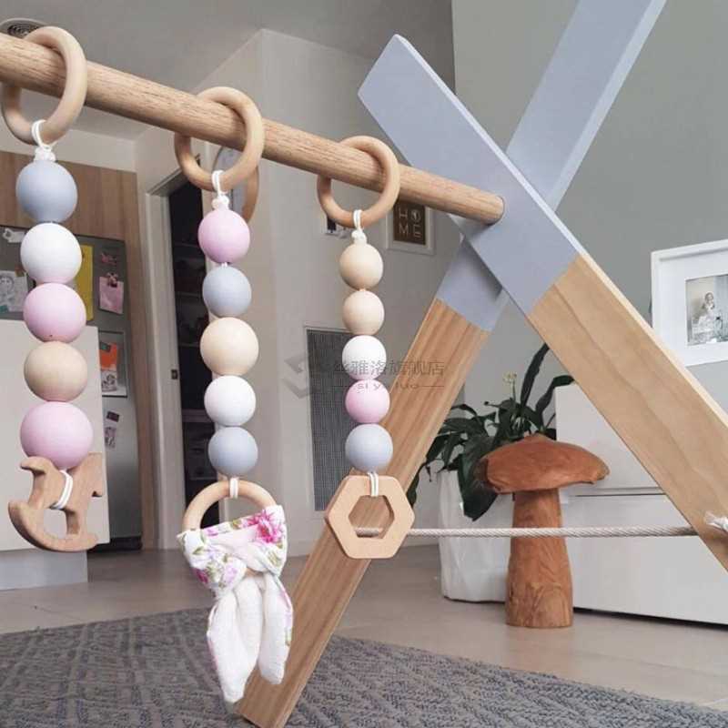 Nordic Baby Gym Play Nursery Sensory Ring-pull Toy Wooden Fr-图1