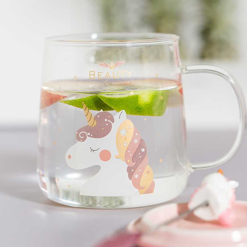 Creative glass transparent with cover spoon mack children's - 图1