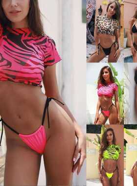 3PCS Women's Leopard Bikini Swimwear Swimsuit Bathing Beach