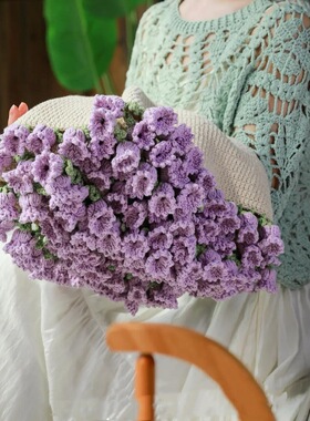 玫瑰花束毯子手工编织diy