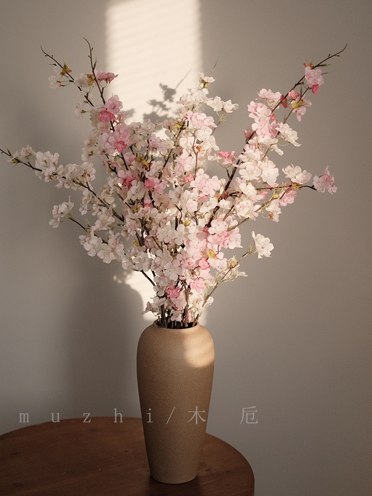 樱花仿真花束桃花梅花假花绢花插花客厅装饰轻奢高端婚礼布置婚庆 - 图3