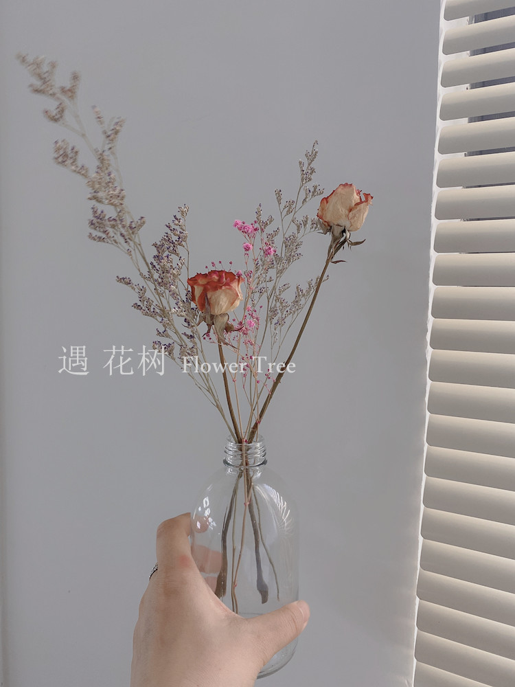 ins北欧风玫瑰花干花装饰摆件花瓶束花客厅插花真花包装小花束 - 图2