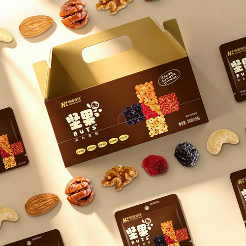恒康食品 坚果加500g每日坚果混合干果果仁整箱小包休闲零食批发 - 图1