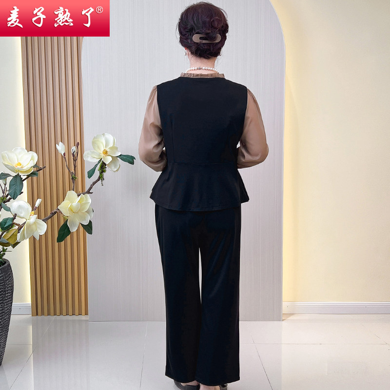 妈妈秋装洋气两件套阔太太妇小衫 麦子熟了中老年女装