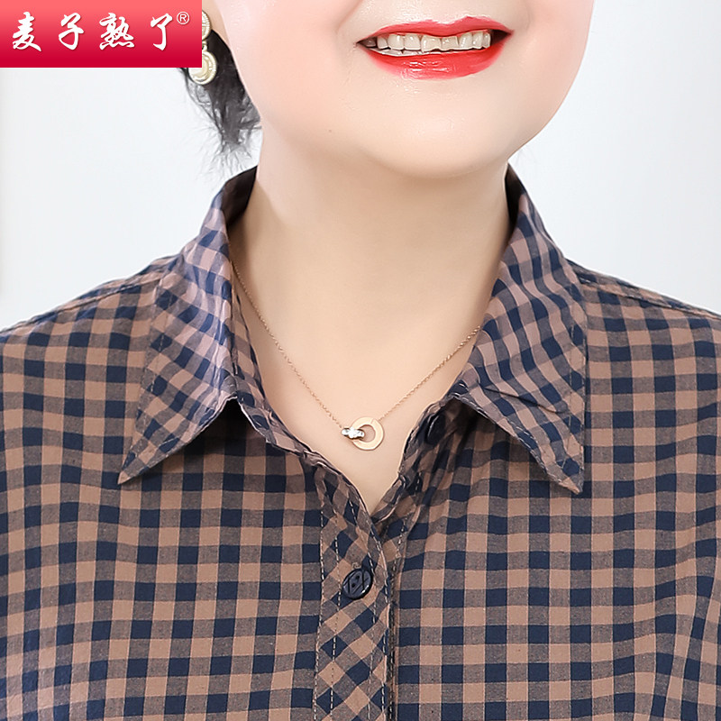 老年人春装休闲妈妈长袖60岁秋衬衫 麦子熟了中老年女装