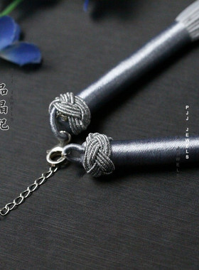 女款礼物项链银灰蜡皮绳大气手工