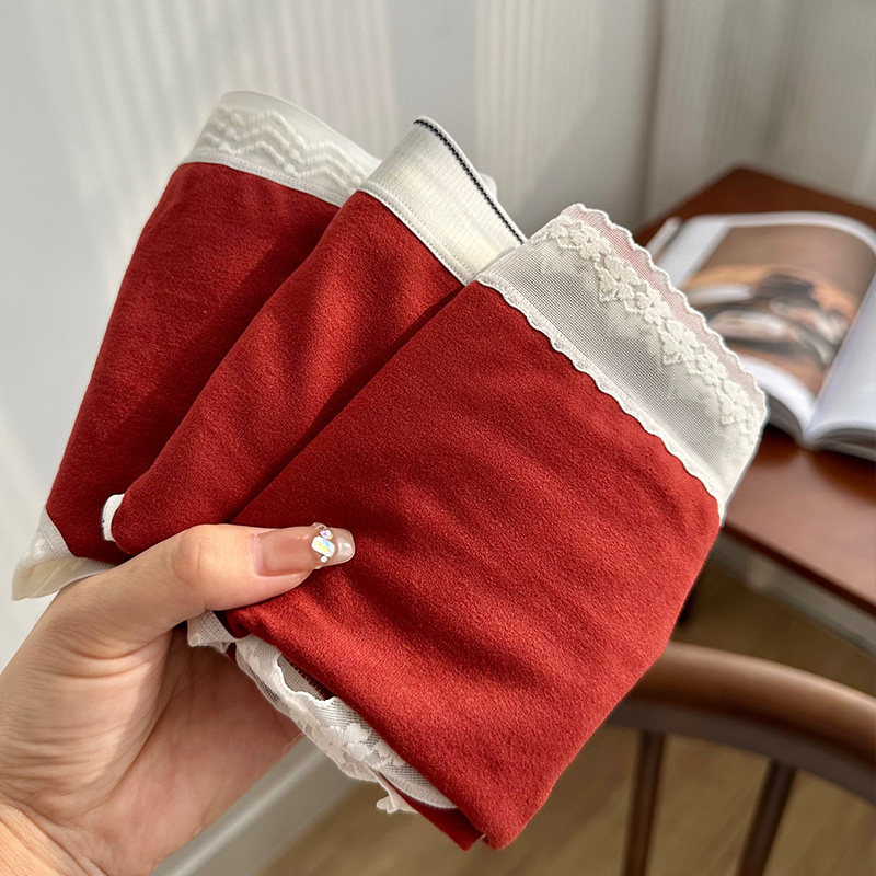 3条 本命年新年红色内裤女士羊绒感磨毛保暖中腰结婚喜事女短裤,淘宝优惠券,粉丝福利购,淘宝优惠卷