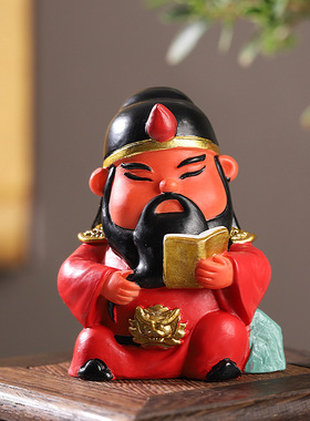 国潮关公盲盒摆件创意桌面家居装饰品发财工位搭子武财神文创手办