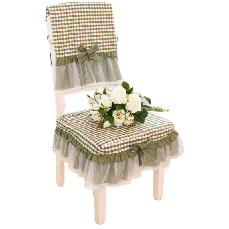 纯棉卡卡小镇田园格子餐桌布布艺蕾丝椅套罩椅子垫凳子垫