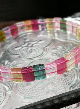 瑞铺水晶巴西 天然电气石 彩虹色特价碧玺手排 颜色艳丽清新手链