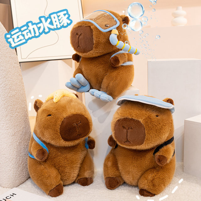 Cute Diver Capibala Sports Capybara Doll Plush Toy Football Backpack Rag Doll Gift