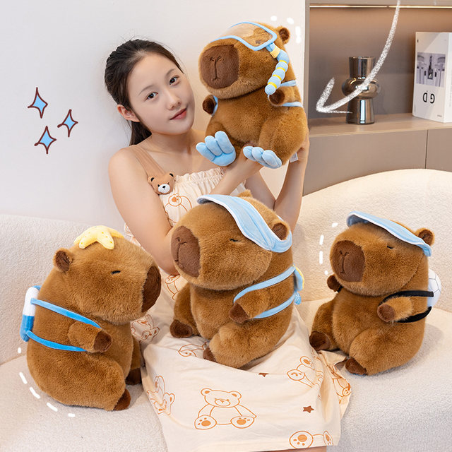 Cute Diver Capibala Sports Capybara Doll Plush Toy Football Backpack Rag Doll Gift