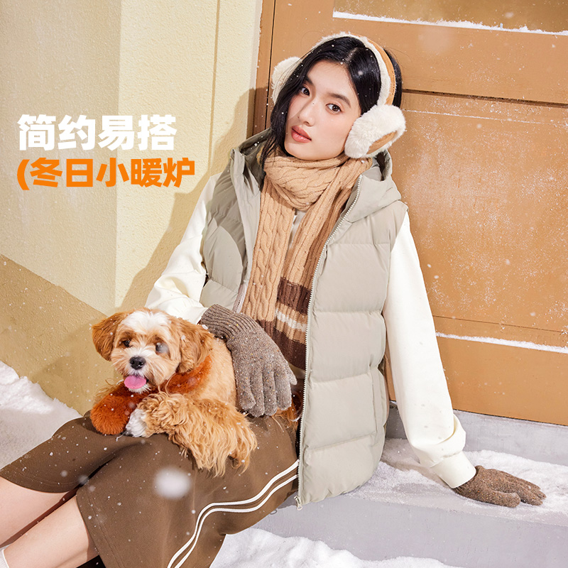 361连帽羽绒马甲女装2025冬季新款宽松时尚羽绒马甲保暖防风外套