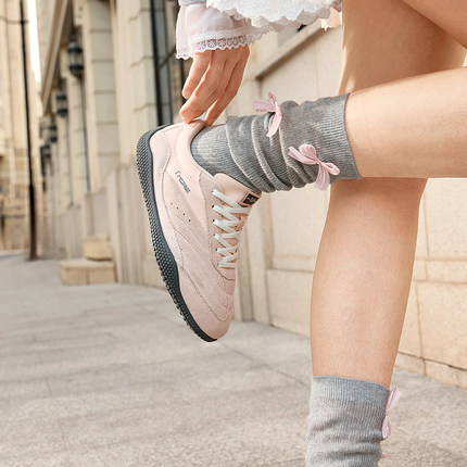 张艺凡同款扁扁鞋361运动鞋T头鞋女冬季miu系薄底休闲板鞋德训鞋