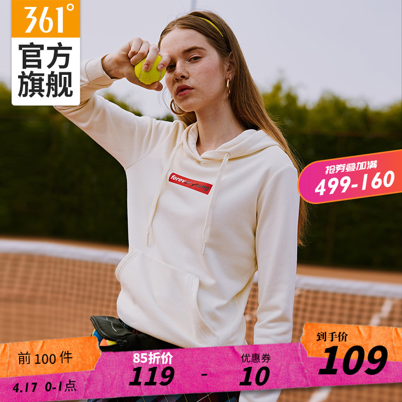 361 Women's Sportswear Spring/Summer New Hooded Pullover Long Sleeve Classic Print Casual Black Sweater for Women