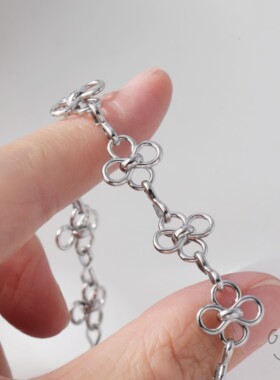 钛钢不褪色 百搭四叶草四瓣小花链条diy手作手链项链基础材料配件
