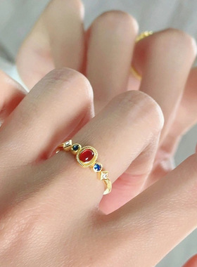 复古国风小宫雀戒指新中式古法花