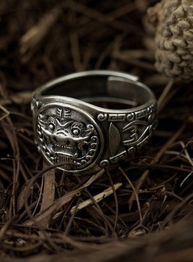 国风复古《醒狮盾牌》戒指百搭民